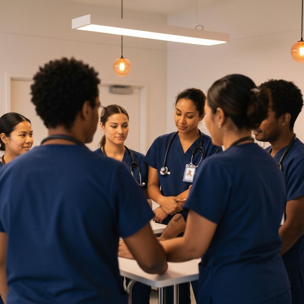 Frontline healthcare and emergency workers supporting each other